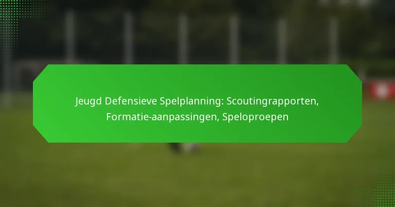 Jeugd Defensieve Spelplanning: Scoutingrapporten, Formatie-aanpassingen, Speloproepen