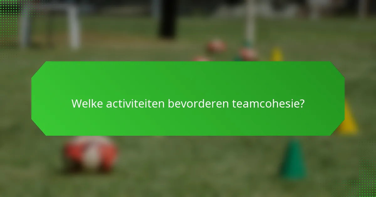 Welke activiteiten bevorderen teamcohesie?